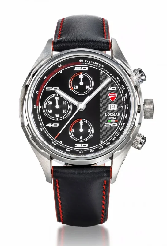 Men's Holiday Season Design Sports Watches-Orologio Locman Ducati crono automatico pelle D120A01S-00BKWRPKR