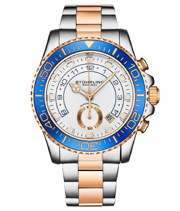 White dial / blue bezel / 2 tone rose band