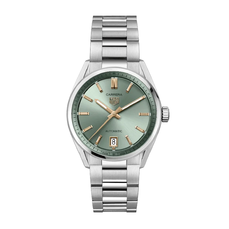 Unisex British Made Watches-Tag Heuer Carrera Unisex Green and Rose Gold Watch WBN2312.BA0001