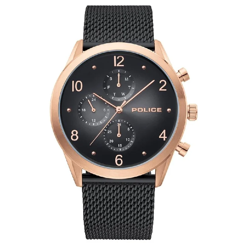 Men's Tactical Field Watches-Police Black Silfra Watch 15922JSR/02MMB
