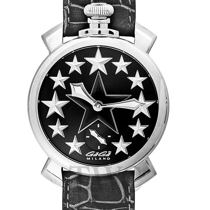 Men's Field Watches Bezel-Gaga Milano Men's Black Manuale Mechanical Watch 5010.STAR.01 Men's Field Watches Bezel-Gaga Milano Men's Black Manuale Mechanical Watch 5010.STAR.01