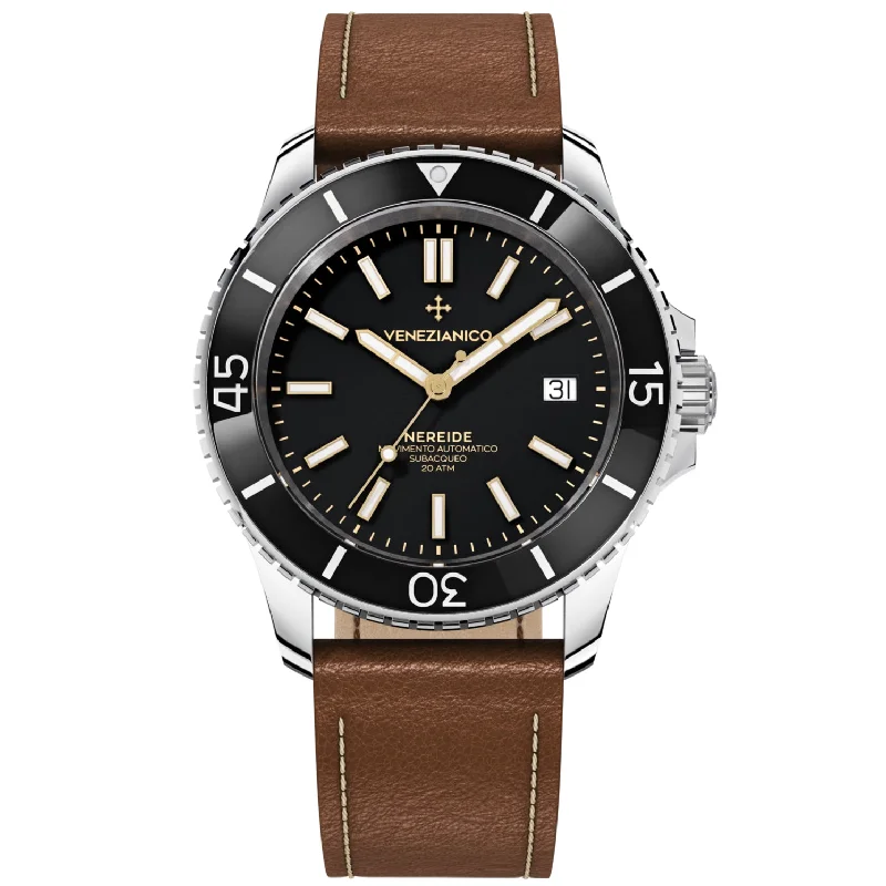 Men's Swiss Engraved Edition-Venezianico 3321505 Nereide 42 Men's Black Watch