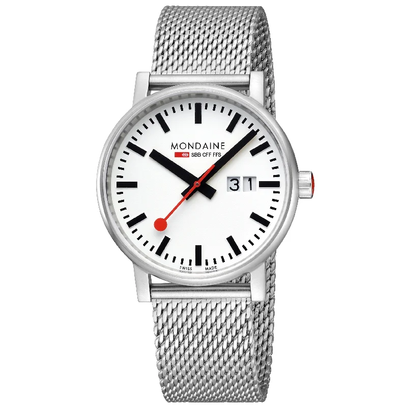 Men's High-End Design Dress Watches-Mondaine Evo2 Unisex White Watch MSE.40210.SM