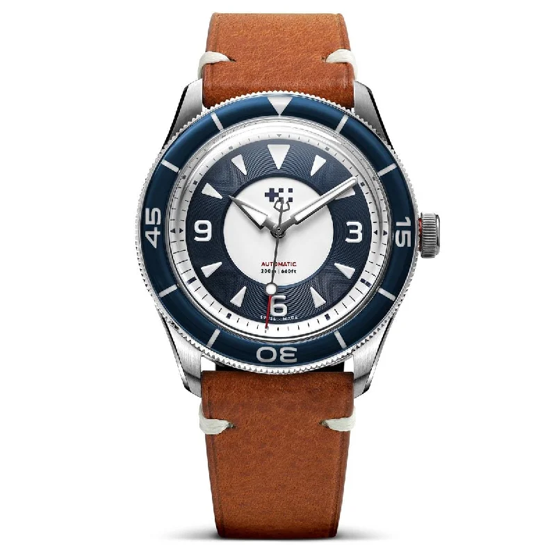 Men's Dive Watches with High-End Case Materials -Christopher Ward + WatchGecko C65 Aquitaine - Overton Coral Leather