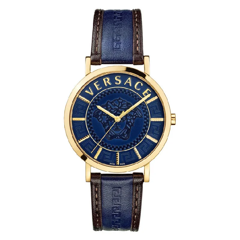 Men's Swiss Watch Engraved-Versace Men's Watch V-Essential Blue VEJ400321