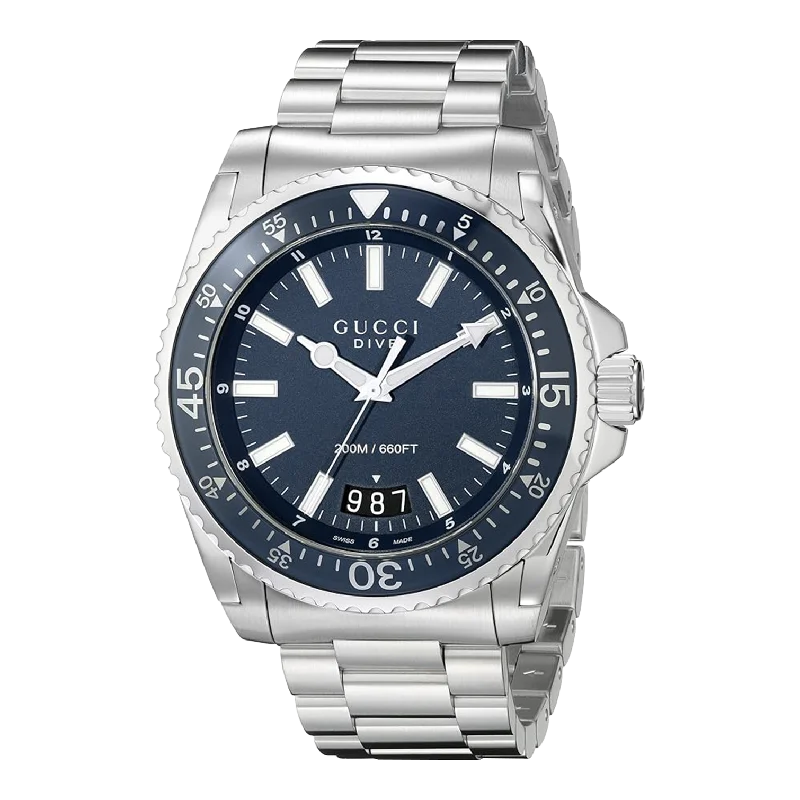 Men's Swiss Watch New Year's Eve Edition-Gucci Watch Dive Men's 45mm Blue YA136203