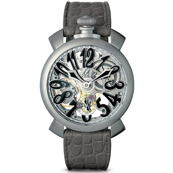 Men's Field Watches Hands Replacement-Gaga Milano Men's Black Skeleton Mechanical Watch 5310.KS02