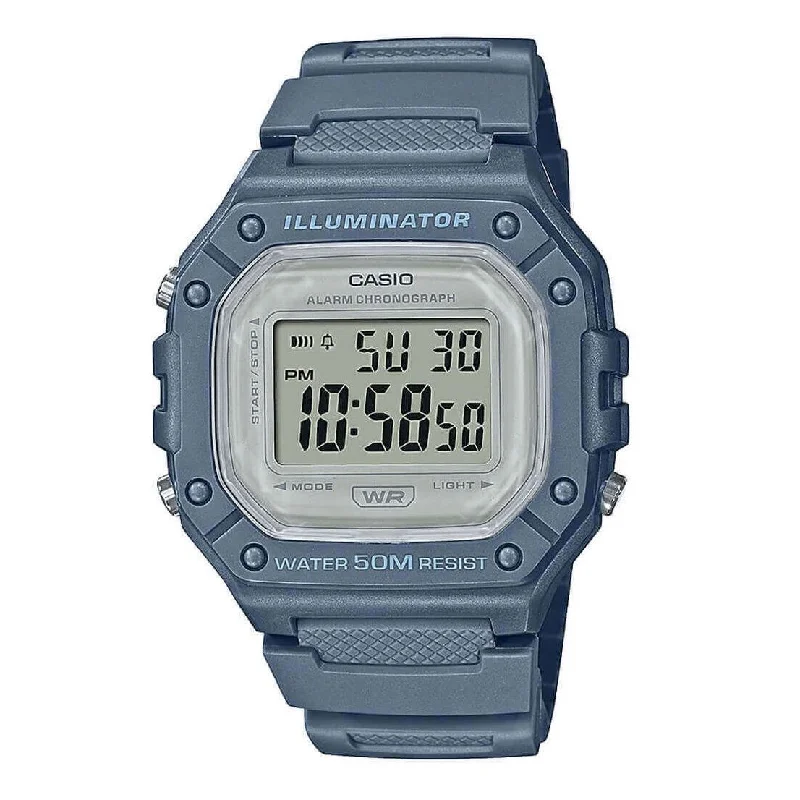 Unisex Medium Size Style Watches-Casio Watch Chronograph Digital Blue W-218HC-2AVDF