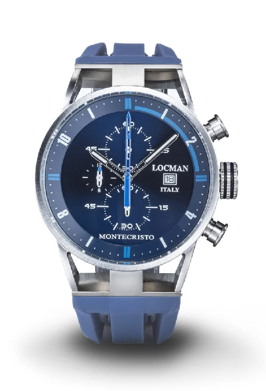 Men's Local Brand Style Sports Watches-Locman Montecristo Chrono quarzo blu silicone azzurro 0510A02S-00BLSKSB