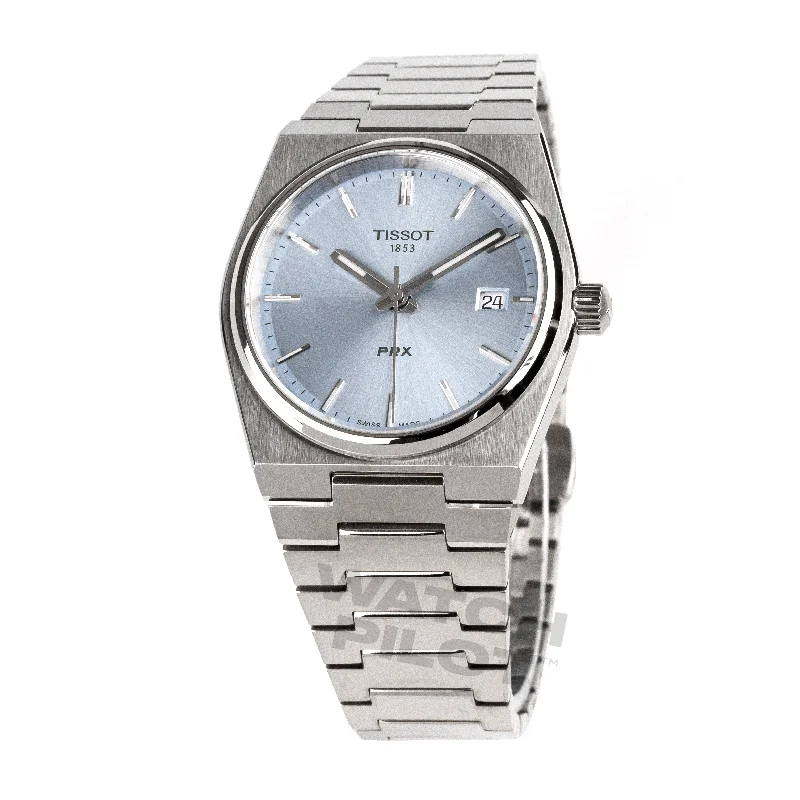 Men's Analog Dress Watches-Tissot Prx 35mm Unisex Light Blue Watch T1372101135100