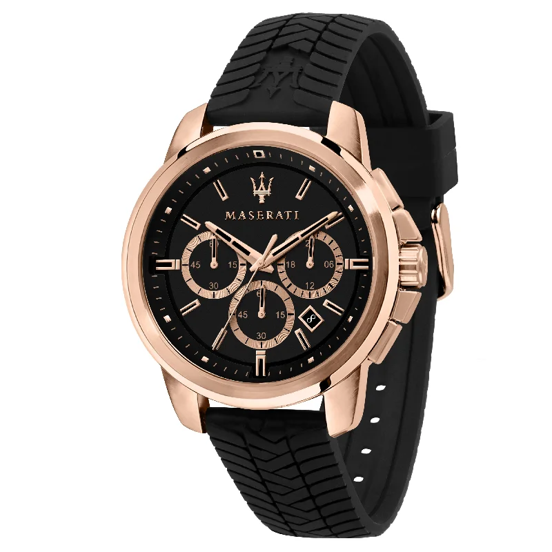Men's German Made Style Dress Watches-Maserati Men's Successo  Black Watch R8871621012