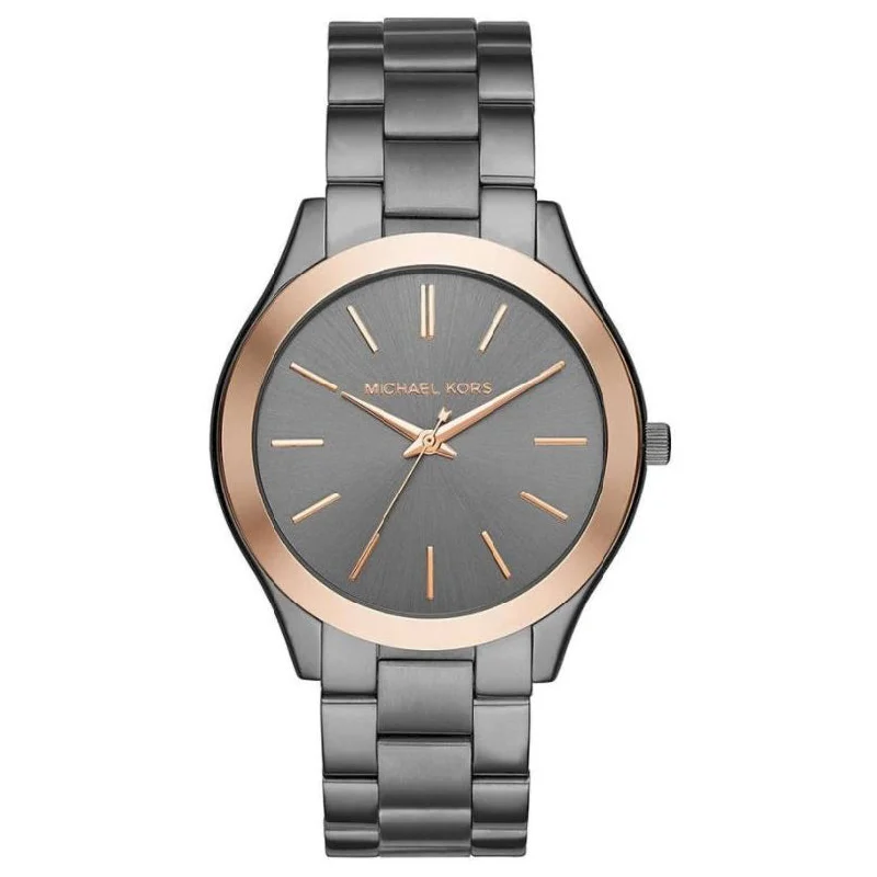 Men's Quartz Movement Design Dress Watches-Michael Kors MK8576  Men's Slim Runway Black Rose Watch