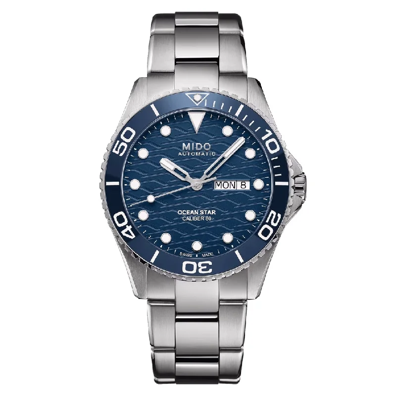 Men's Romantic Dinner Style Sports Watches-Orologio Mido Ocean Star 200C quadrante blu ghiera ceramica
