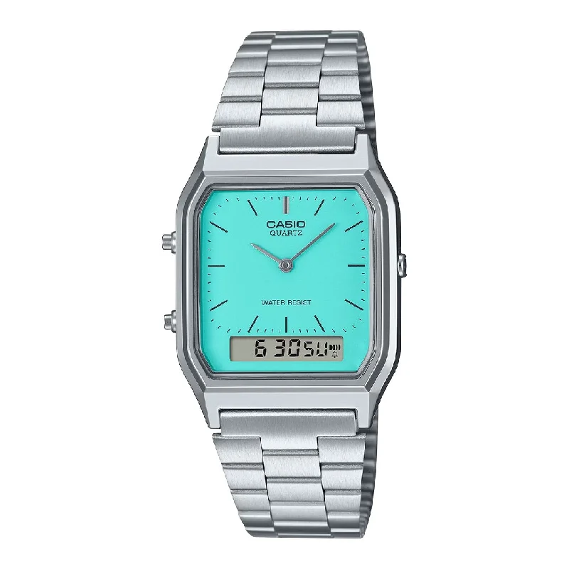 Women's Elegant Design Mechanical Watches-Casio Vintage AQ-230A-2A2MQYES turchese secondo fuso orario Women's Elegant Design Mechanical Watches-Casio Vintage AQ-230A-2A2MQYES turchese secondo fuso orario