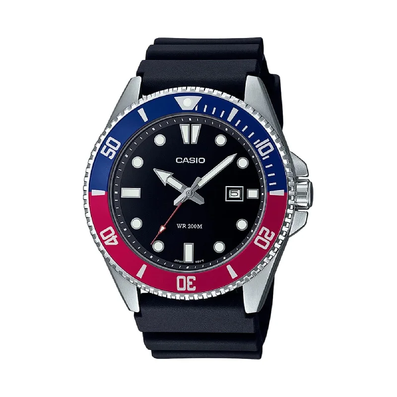 Men's Gift Style Men's Sports Watches-Orologio Casio Duro MDV-107-1A3VEF quadrante nero e ghiera pepsi Men's Gift Style Men's Sports Watches-Orologio Casio Duro MDV-107-1A3VEF quadrante nero e ghiera pepsi
