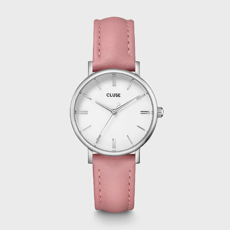 Women's Mechanical Watch Office Wear Edition-Pavane Petite Watch Leather, Pink, Silver Colour