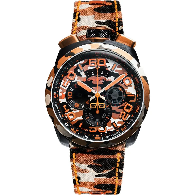 Men's Swiss Autumn Edition-Bomberg Men's Chronograph Watch BOLT-68 Orange Camouflage Limited Edition BS45CHPCA.047.3 Men's Swiss Autumn Edition-Bomberg Men's Chronograph Watch BOLT-68 Orange Camouflage Limited Edition BS45CHPCA.047.3