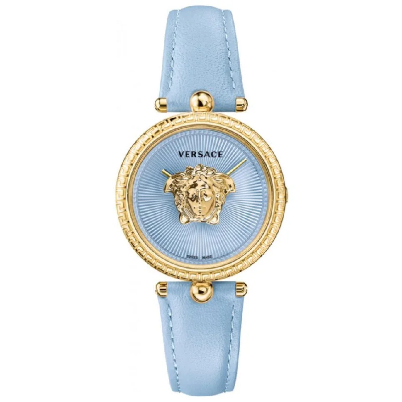 Men's Swiss Watch Solar Powered Edition-Versace Ladies Watch Palazzo Empire 34mm Light Blue Gold VECQ00918