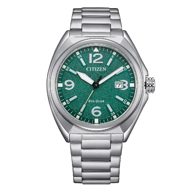 Men's Valentine's Day Style Men's Sports Watches-Orologio Citizen Military in acciaio quadrante verde granulato AW1571-76X