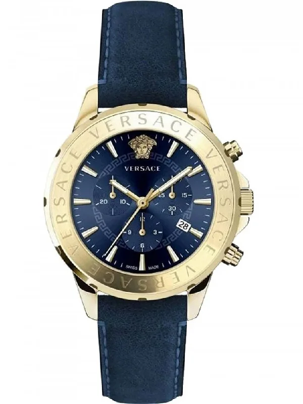 Men's Swiss Analog Edition-Versace Men's Watch Chrono Signature Blue VEV601423