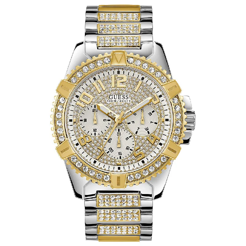 Men's Eco-Drive Design Dress Watches-Guess W0799G4 Men's Frontier Two-Tone Watch