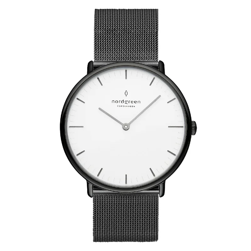 Men's Designer Dress Watches-Nordgreen Native Gun Metal Mesh 32mm Gun Metal Case Watch