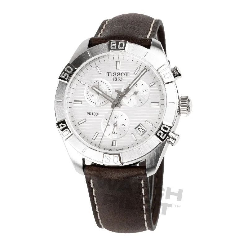 Men's Swiss Office Wear Edition-Tissot PR 100 Sport Men's Silver Brown Watch T1016171603100