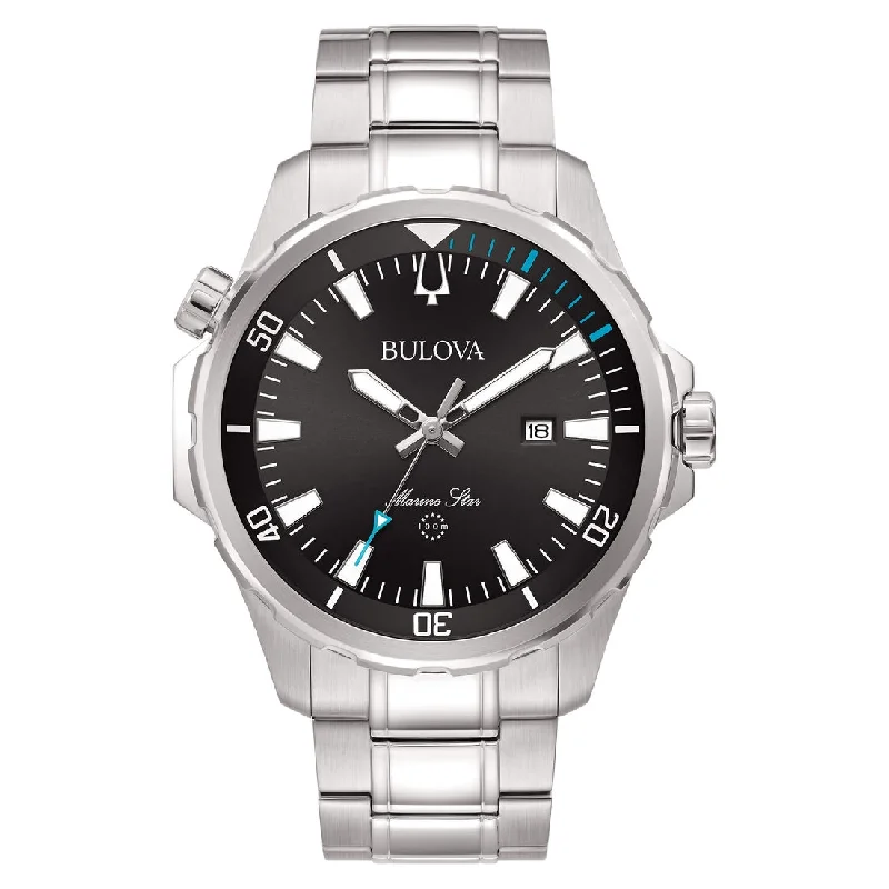 Men's Round Case Style Sports Watches-Orologio Bulova 96B382 Sub Marine Star nero acciaio