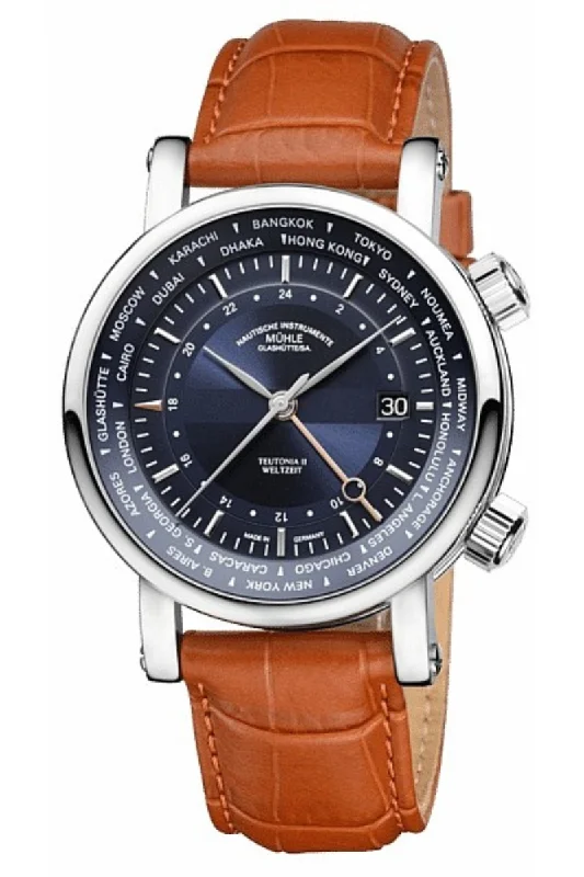Men's Casual Wear Design Dress Watches-Mühle Glashütte Teutonia II Weltzeit M1-33-82-MB