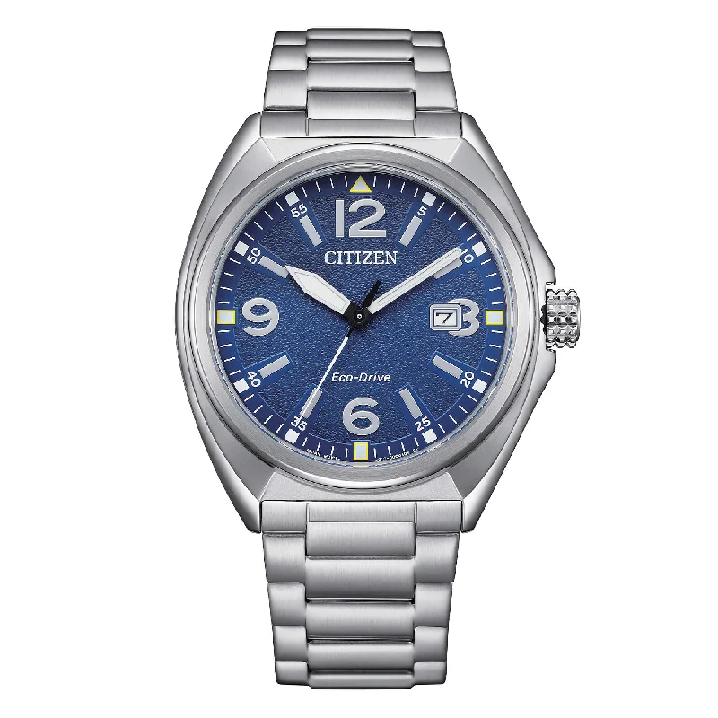 Men's Date Night Style Men's Sports Watches-Orologio Citizen Military in acciaio quadrante blu granulato AW1571-76L