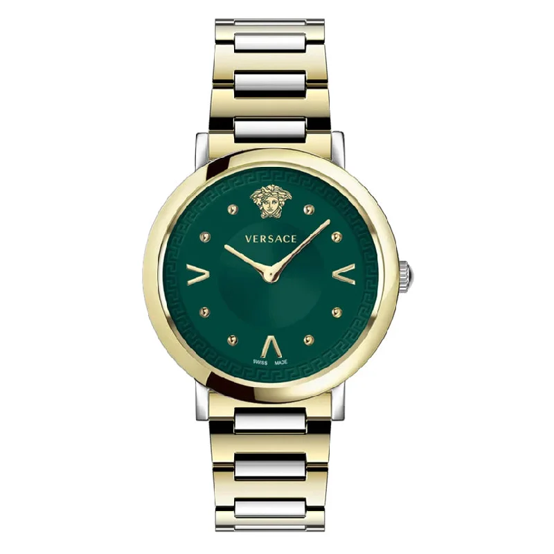 Men's Swiss Watch Discount-Versace Ladies Watch Pop Chic Green Two-Tone Bracelet VEVD01021
