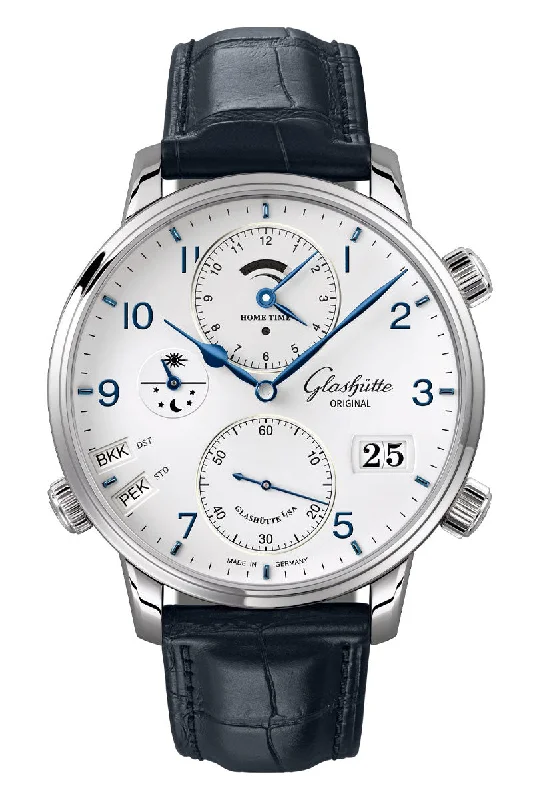 Men's Round Case Design Dress Watches-Glashütte Original Senator Cosmopolite 1-89-02-03-02-30