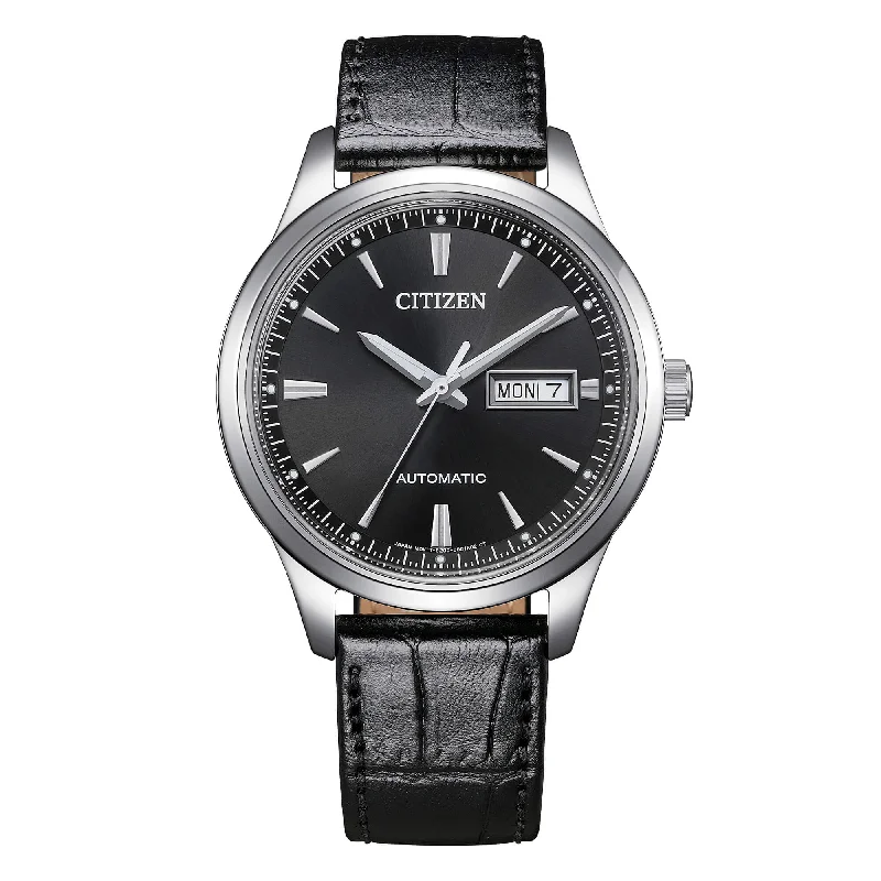 Men's New Year's Eve Style Men's Sports Watches-Orologio Citizen Day Date in acciaio con quadrante nero NY4058-01E