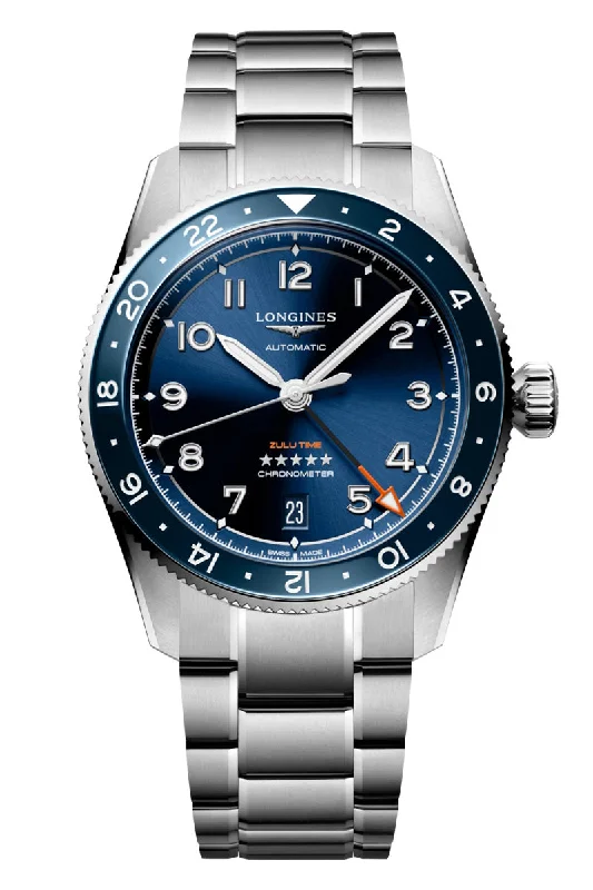 Men's Digital Dress Watches-Longines Spirit Zulu GMT 39mm L3.802.4.93.6
