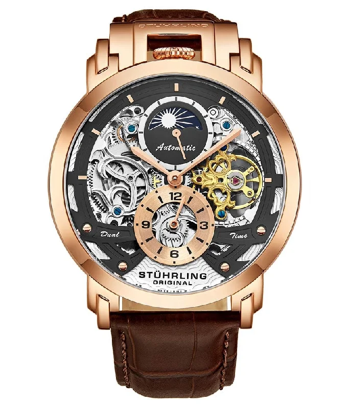 Gun Metal Grey Dial/Rose Case/Brown Leather Strap