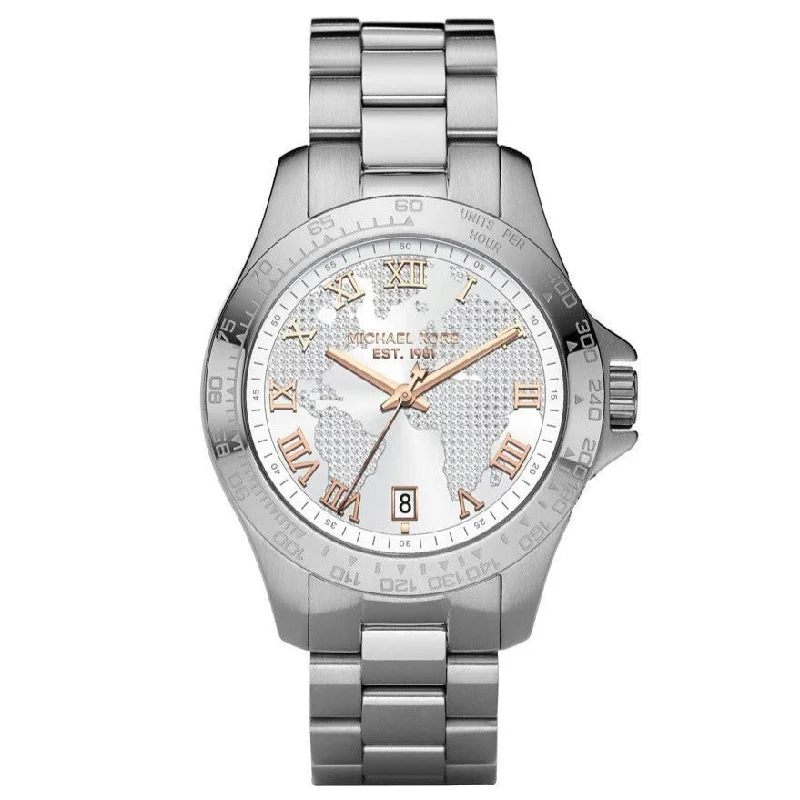 Men's Business Meeting Style Dress Watches-Michael Kors MK5958 Ladies Layton Silver Pave Dial Watch