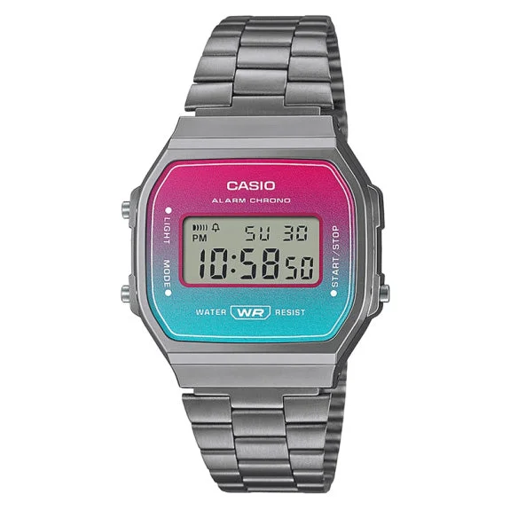 Unisex Thick Case Style Watches-Casio Watch Digital Vintage Pink/Blue A168WERB-2ADF