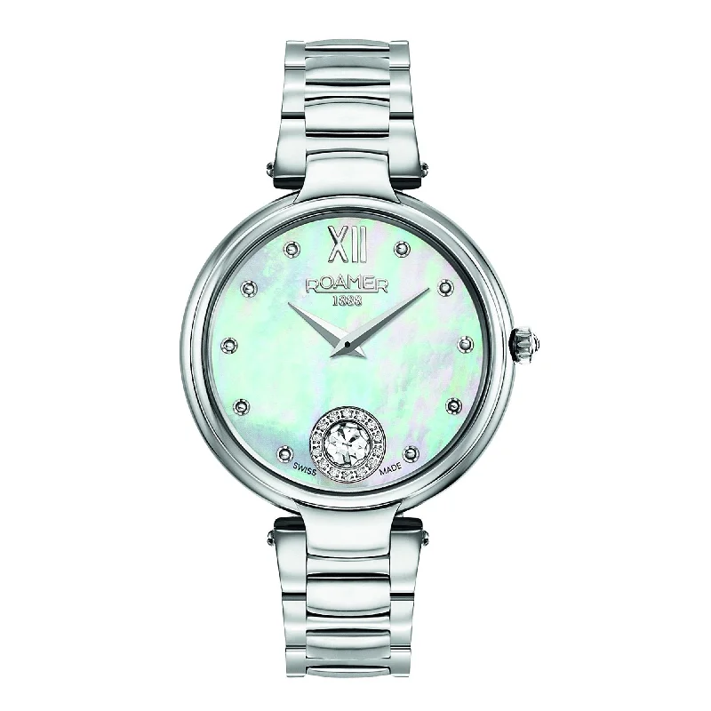 Men's Gift Slim Watches-Roamer Ladies White MOP Aphrodite Watch 600843 41 19 50