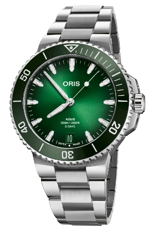 Men's Leather Strap Dress Watches-Oris Aquis Date 43.5mm Calibre 400 01 400 7790 4157-07 8 23 02PEB