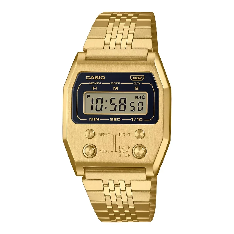 Women's Square Case Style Mechanical Watches-Orologio Casio Vintage A1100G-5EF in acciaio dorato giallo