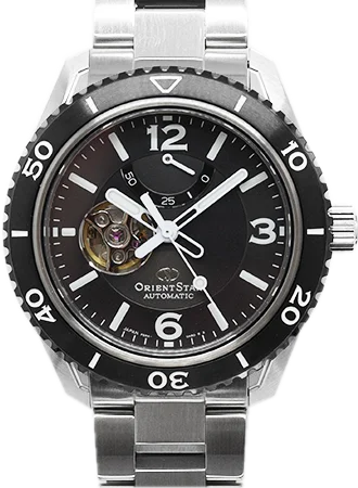 Men's Office Wear Design Sports Watches-Sports Semi-Skeleton Black Pwr Rsv Ref. RK-AT0101B