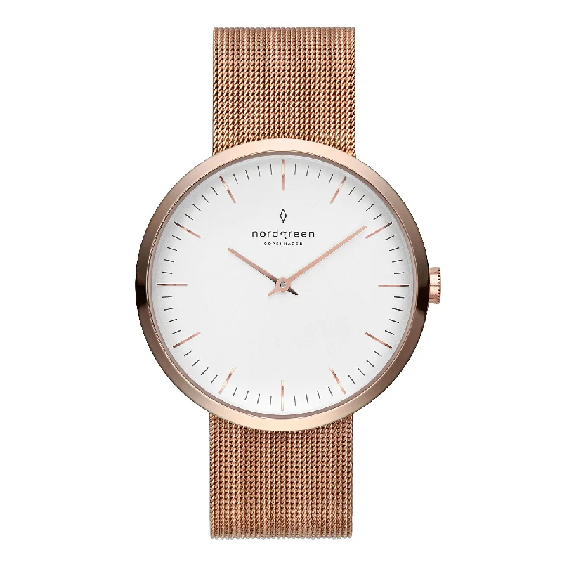 Unisex Extra Large Watches-Nordgreen Infinity Rose Gold Mesh 32mm Rose Gold Watch