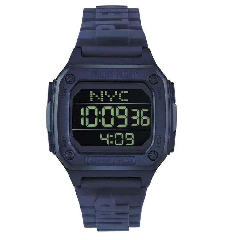 Unisex Rectangular Case Style Watches-Philipp Plein Watch Hyper Shock Blue PWHAA0321