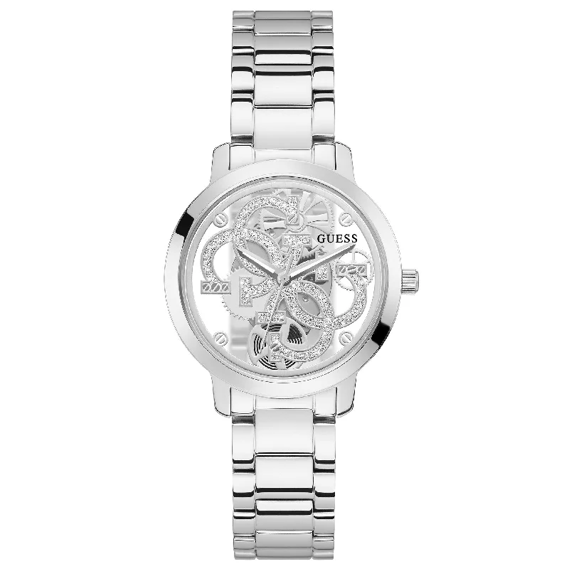 Men's Automatic Wind Style Dress Watches-Guess GW0300L1 Ladies Quattro Clear Silver Watch Men's Automatic Wind Style Dress Watches-Guess GW0300L1 Ladies Quattro Clear Silver Watch