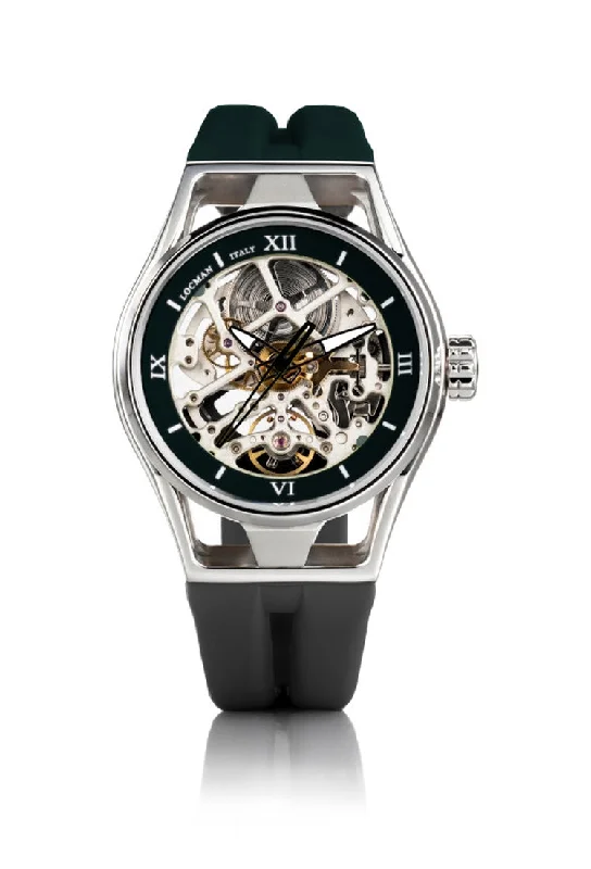 Men's Large Size Design Sports Watches-Locman Montecristo Skeleton nero cinturino silicone 0538A01S-00BKGYSIK