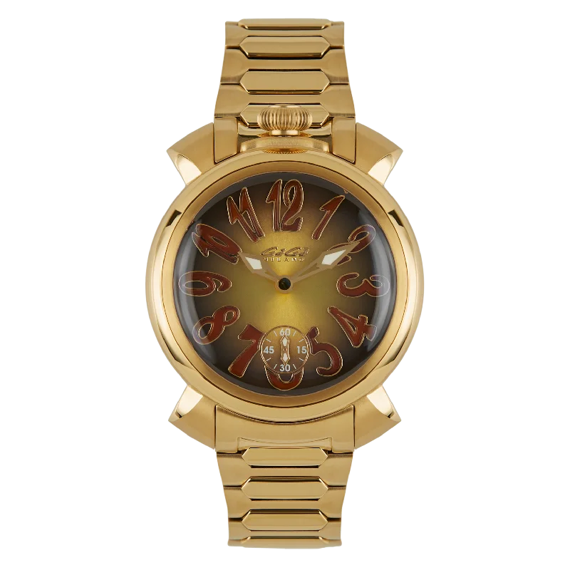 Unisex Stylish Design Watches-GaGà Milano Watch Manuale Forty-Four 44mm Yellow Gold