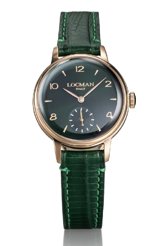 Women's Vintage Style Women's Mechanical Watches-Locman 1960 donna verde dorato rosa secondi pelle 0258R03R-RRGRRGPD Women's Vintage Style Women's Mechanical Watches-Locman 1960 donna verde dorato rosa secondi pelle 0258R03R-RRGRRGPD