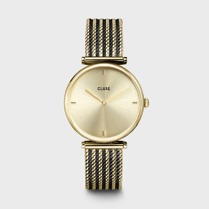 Women's Seasonal Style Mechanical Watches-Triomphe Watch Mesh, Black, Full Gold Colour