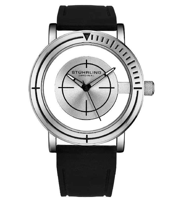 Silver Dial/Black Hands/Rubber Black Strap