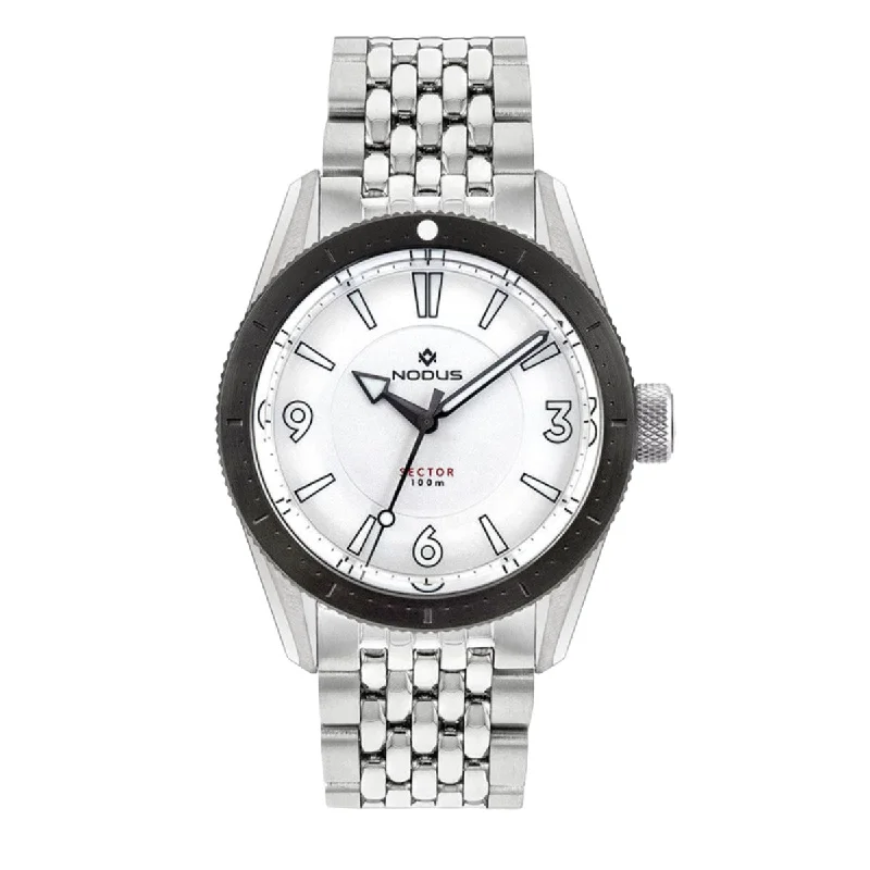 Men's Dive Watches with Dual Time Zone -Nodus Sector Dive Automatic Watch - Pearl Dial - DLC Bezel Men's Dive Watches with Dual Time Zone -Nodus Sector Dive Automatic Watch - Pearl Dial - DLC Bezel